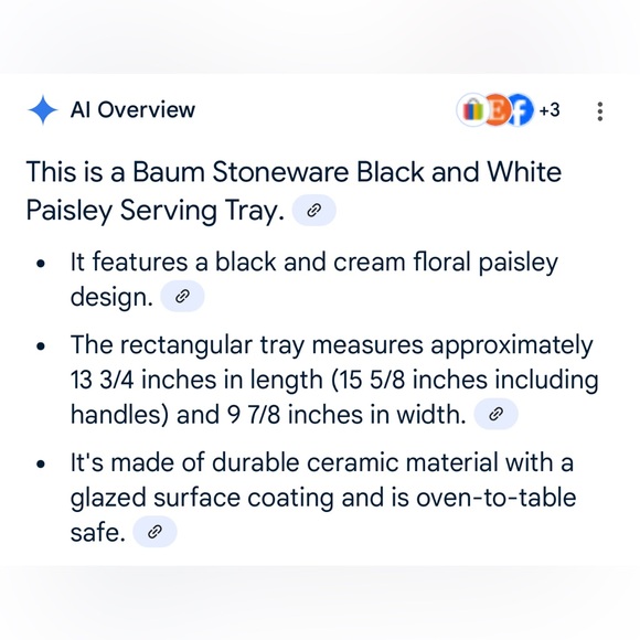 Baum serving tray. 9 5/8” x 15 5/8” Black & White design - Picture 2 of 14